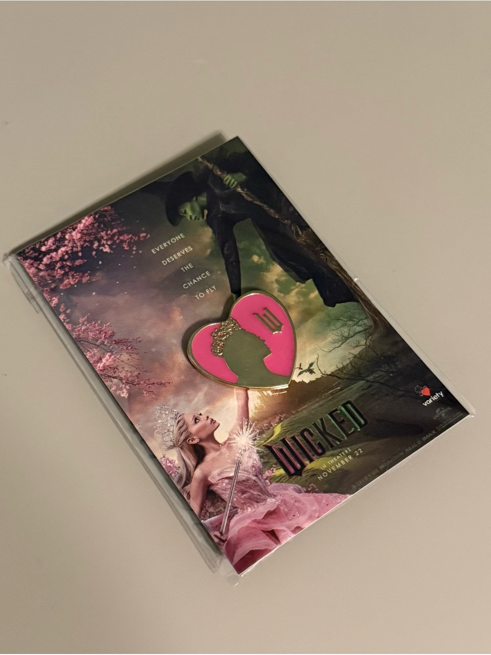 2024 Wicked Movie AMC Theaters Glinda-Ariana Grande Pink Heart Shaped Lapel Pin